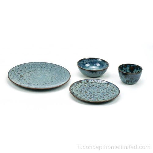 Reactive Glazed Stoneware Dinner Set - Leopard